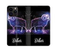 Housse Cuir Portefeuille Pour Iphone 16 Pro Plus Signe Zodiaque 2 Bélier