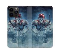 Housse Cuir Portefeuille Pour Iphone 16 Pro Plus Sport Hockey Squelette
