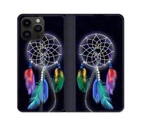 Housse Cuir Portefeuille Pour Iphone 16 Pro Plus Zen Attrape Reve Multicolore