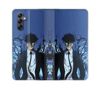 Housse Cuir Portefeuille Pour Samsung Galaxy A05s Manga Solo Leveling Sung Bleu