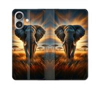 Housse Cuir Portefeuille Pour Samsung Galaxy A06 Animal Elephant Savane