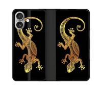 Housse Cuir Portefeuille Pour Samsung Galaxy A06 Animal Lezard Noir