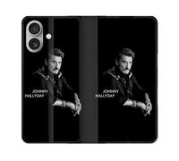 Housse Cuir Portefeuille Pour Samsung Galaxy A06 Musique Johnny Hallyday Noir