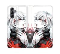 Housse Cuir Portefeuille Pour Samsung Galaxy A35 5g Manga Tokyo Ghoul Kaneki Blanc