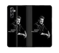 Housse Cuir Portefeuille Pour Samsung Galaxy A35 5g Musique Johnny Hallyday Noir