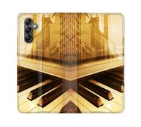 Housse Cuir Portefeuille Pour Samsung Galaxy A35 5g Musique Piano Retro