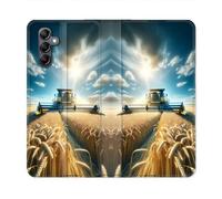 Housse Cuir Portefeuille Pour Samsung Galaxy A55 5g Agriculture Moissonneuse Blé