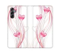 Housse Cuir Portefeuille Pour Samsung Galaxy A55 5g Amour Coeur Rose Montant Sur Blanc