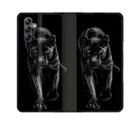 Housse Cuir Portefeuille Pour Samsung Galaxy A55 5g Animal Panthère Noire