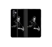 Housse Cuir Portefeuille Pour Samsung Galaxy S23 FE Musique Johnny Hallyday Noir