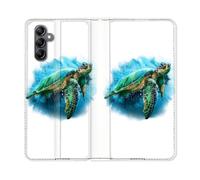 Housse Cuir Portefeuille Pour Samsung Galaxy S24 Animal Tortue Blanche Multicolore