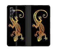 Housse Cuir Portefeuille Pour Samsung Galaxy S24 Fe Animal Lezard Noir