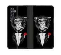 Housse Cuir Portefeuille Pour Samsung Galaxy S24 Fe Decale Singe Mafia