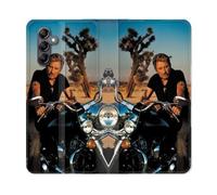 Housse Cuir Portefeuille Pour Samsung Galaxy S24 Fe Musique Johnny Hallyday Moto