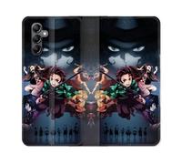 Housse Cuir Portefeuille Pour Samsung Galaxy S24 Manga Demon Slayer Noir