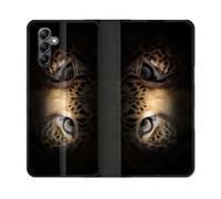 Housse Cuir Portefeuille Pour Samsung Galaxy S24 Plus Animal Leopard Yeux