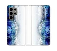 Housse Cuir Portefeuille Pour Samsung Galaxy S24 Ultra Musique Partition Vague