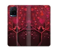 Housse Cuir Portefeuille Pour Vivo Y21 / Y21s / Y33s Amour Arbre