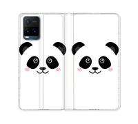 Housse Cuir Portefeuille Pour Vivo Y21 / Y21s / Y33s Animal Panda Blanc