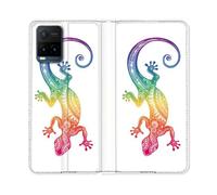 Housse Cuir Portefeuille Pour Vivo Y21 / Y21s / Y33s Animal Salamandre Color