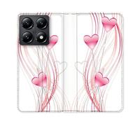 Housse Cuir Portefeuille Pour Xiaomi 14t Amour Coeur Rose Montant Sur Blanc