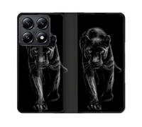 Housse Cuir Portefeuille Pour Xiaomi 14t Animal Panthère Noire