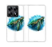 Housse Cuir Portefeuille Pour Xiaomi 14t Animal Tortue Blanche Multicolore