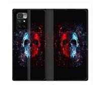 Housse Cuir Portefeuille Pour Xiaomi Redmi 10 Tete De Mort Deflagration