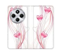 Housse Cuir Portefeuille Pour Xiaomi Redmi 14c 4g Amour Coeur Rose Montant Sur Blanc