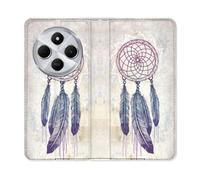 Housse Cuir Portefeuille Pour Xiaomi Redmi 14c 4g Zen Attrape Reve Blanc