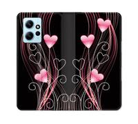 Housse Cuir Portefeuille Pour Xiaomi Redmi Note 12 4g Amour Coeur Rose Montant Sur Noir