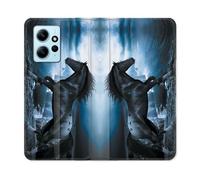 Housse Cuir Portefeuille Pour Xiaomi Redmi Note 12 4g Animal Cheval Noir