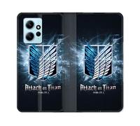 Housse Cuir Portefeuille Pour Xiaomi Redmi Note 12 4g Manga Attaque Titans Noir