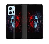 Housse Cuir Portefeuille Pour Xiaomi Redmi Note 12 4g Tete De Mort Deflagration