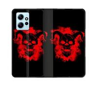 Housse Cuir Portefeuille Pour Xiaomi Redmi Note 12 4g Tete De Mort Diable