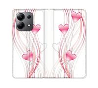 Housse Cuir Portefeuille Pour Xiaomi Redmi Note 13 4g Amour Coeur Rose Montant Sur Blanc