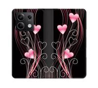 Housse Cuir Portefeuille Pour Xiaomi Redmi Note 13 Pro 5g Amour Coeur Rose Montant Sur Noir