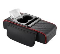 Housse D'Accoudoir Console Centrale Cuir Voiture pour Skoda Superb 2020-2021 2022 2023 2024 2025, Coussin Protection Accessoire avec Porte-gobelet/Boîte Mouchoirs/Sac Rangement, B/Black-Red