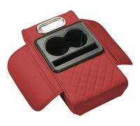 Housse D'Accoudoir Console Centrale Cuir Voiture pour Tiguan R Line Edition 2020-2025, Coussin Protection Accessoire avec Porte-gobelet/Boîte Mouchoirs/Sac Rangement, E/Red