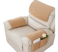 Housse d'accoudoir de canapé et antidérapante, Housse D'appui-tête pour Housse De Bras De Fauteuil Inclinable, Housse De Fauteuil, Protection De Meubles avec Poches (Chameau,1 Place (3 PièCes))