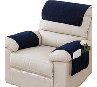 Housse d'accoudoir de canapé et antidérapante, Housse D'appui-tête pour Housse De Bras De Fauteuil Inclinable, Housse De Fauteuil, Protection De Meubles avec Poches (Bleu Marine,2 Places (4 PièCes))