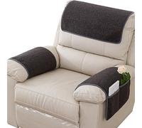 Housse d'accoudoir de canapé et antidérapante, Housse D'appui-tête pour Housse De Bras De Fauteuil Inclinable, Housse De Fauteuil, Protection De Meubles avec Poches (Gris Foncé,2 Places (4 PièCes))