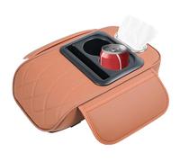 Housse d'accoudoir de voiture, boîte rembourrée ergonomique, housse de console centrale de voiture avec porte-gobelet, boîte à mouchoirs, compartiment pour téléphone portable et poche latérale, pour