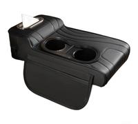 Housse d'accoudoir de voiture en cuir avec porte-mouchoirs intégré et deux porte-gobelets pour l'organisation intérieure (noir)