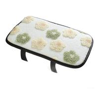 Housse d'accoudoir d'hiver en polaire pour femme, motif floral avec pochette de rangement, dos antidérapant pour protéger les surfaces de la voiture, s'adapte à la plupart des voitures (blanc)