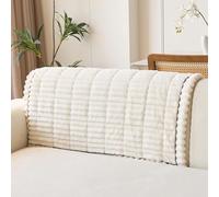 Housse D'accoudoir, Housse De Canapé L/U Form, Housses De Canapé D Angle Rayures,Housses Canapés 2/3 Places avec Accoudoirs, Protège Meubles pour Le Salon(Cream 2 PCS,24x36 in(60x90 cm))