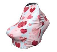 Housse d'allaitement à boutons Buffalo - Couverture complète à 360° - Motif cœur - Écharpe extensible pour l'allaitement et le siège de voiture - Convient à la plupart des poussettes et landaus