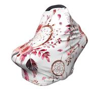 Housse d'allaitement à fleurs pour l'allaitement et le siège de voiture - Couverture complète à 360° - Avec plumes de bohème - Pour l'allaitement et la plupart des poussettes