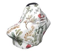Housse d'allaitement en forme de champignon coloré - Couverture complète à 360° - Feuilles de forêt - Écharpe extensible pour l'allaitement et le siège de voiture - Convient à la plupart des
