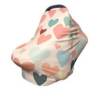Housse d'allaitement en forme de cœur coloré - Couverture complète à 360° - Écharpe extensible pour l'allaitement et le siège de voiture - Convient à la plupart des poussettes et landaus